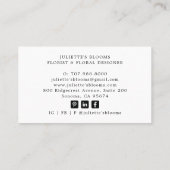 Floriste Rustique Carte de visite d'arrangements f (Dos)