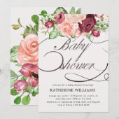 florkalligrafie baby shower-uitnodiging (Voorkant / Achterkant)