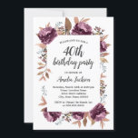 Florom Purple Aquarelle 40e Invitation anniversair<br><div class="desc">Plus joli Floral Aquarelle moderne Invitations d'anniversaire dans le Little Bayleigh Store!</div>