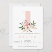 florroze verjaardagsfeestje foto uitnodiging (Voorkant)