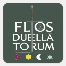 Flos Duellatorum Green Edition– Medieval Sword Art Vierkante Sticker