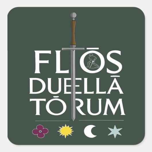 Flos Duellatorum Green Edition– Medieval Sword Art Vierkante Sticker (Voorkant)