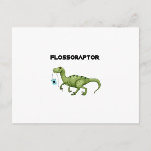 Flose Flossoraptor Hygiene Dental Funny - Dentist Briefkaart