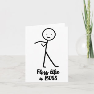 Floss als een baas Stick Figure Stickman Doodle Pr Kaart