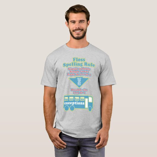 Floss Rule Phonics leren van de Engelse taal T-shirt (Voorkant volledig)