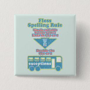 Floss Rule Phonics leren van de Engelse taal Vierkante Button 5,1 Cm