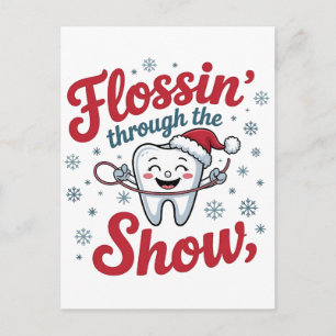 Flossen door de sneeuw Grappige Kerstmis Aankondigingskaart