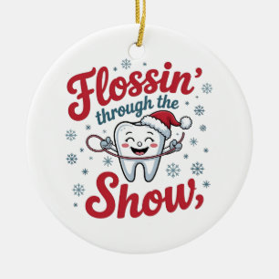 Flossen door de sneeuw Grappige Kerstmis Keramisch Ornament