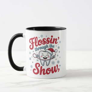 Flossen door de sneeuw Grappige Kerstmis Mok