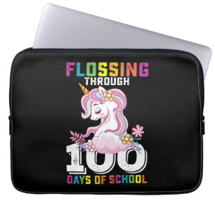 Flossende Eenhoorn door 100 dagen school Laptop Sleeve