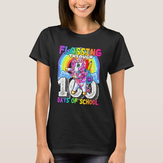 Flossing Through 100 Days Of School Flossing Unico T-shirt (Voorkant)