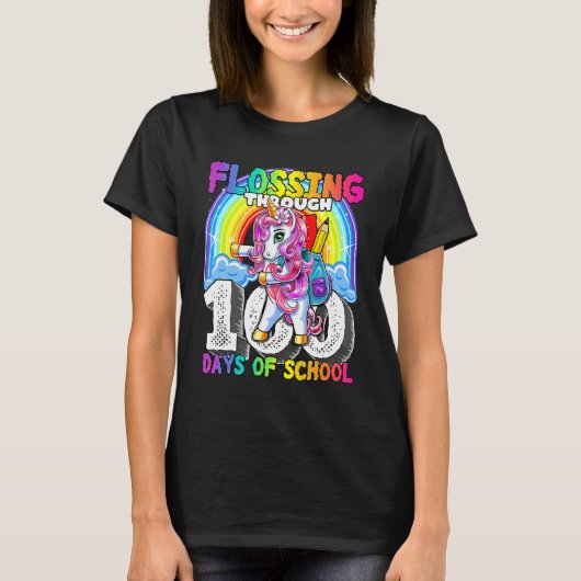 Flossing Through 100 Days Of School Flossing Unico T-shirt (Voorkant)