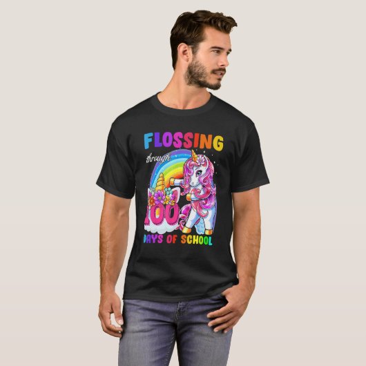 Flossing Through 100 Days Of School Flossing Unico T-shirt (Voorkant volledig)
