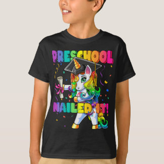 Flossing Unicorn Preschool Graduation Cap Diploma T-shirt