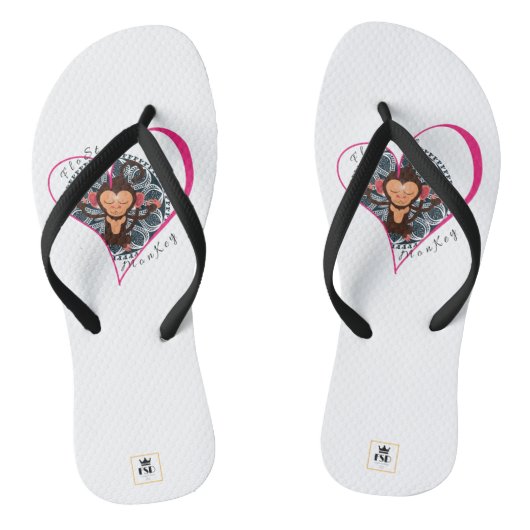 FloState de coeur rose méditant tongs de singe flo (Semelle)