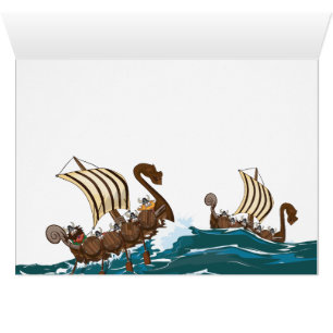 Flotte d'invasion de Vikings de dessin animé