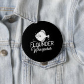 Flounder Fish Gift Fishing Farmer Ronde Button 4,0 Cm (In situ)