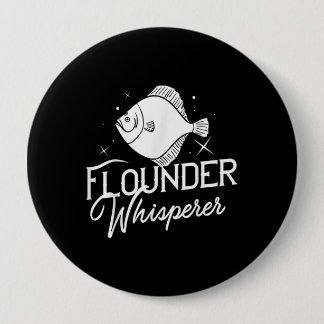 Flounder Fish Gift Fishing Farmer Ronde Button 4,0 Cm