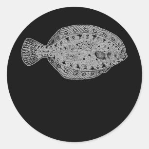 Flounder Fisherman Ronde Sticker