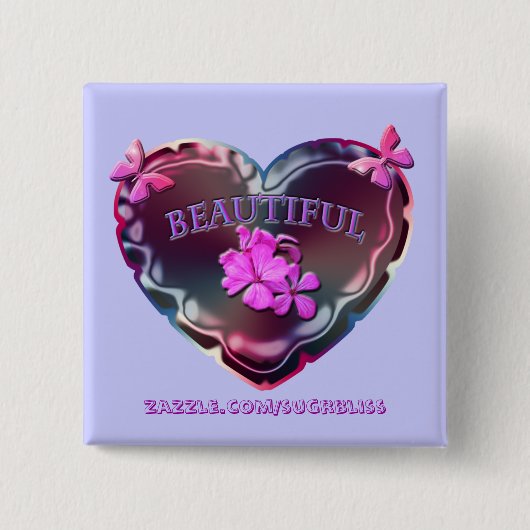 Flourescent Heart Square Button (Voorkant)