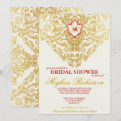 Flouris fantaisie Golden Bridal Douche Invitation (Devant / Derrière)