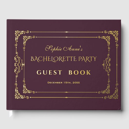 Flourish Art Deco Casino Meisjesuitgavfeest Gastenboek (Voorkant)