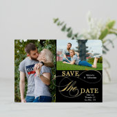 Flourish Calligraphy Typography 2 Photo Folie Uitnodiging (Staand Voorkant)