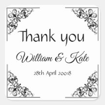 Flourish Corners Bruiloft dank u labels stickers