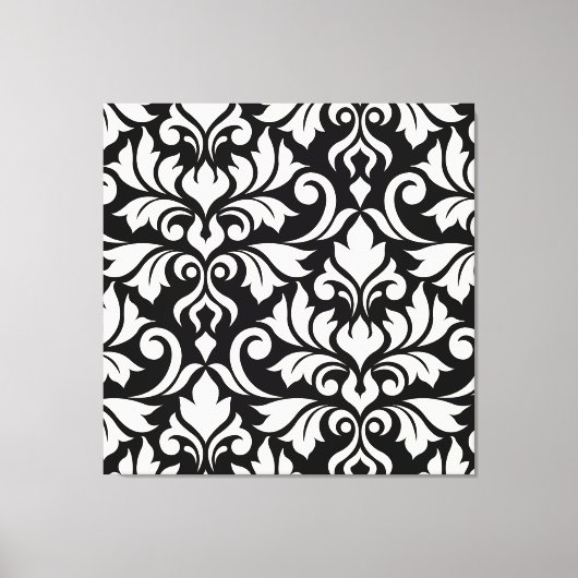 Flourish Damask Art I Cream on Black Canvas Afdruk (Voorkant)
