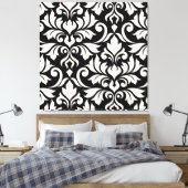Flourish Damask Art I Cream on Black Canvas Afdruk (Insitu (Slaapkamer))