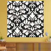 Flourish Damask Art I Cream on Black Canvas Afdruk (Insitu (Woonkamer))