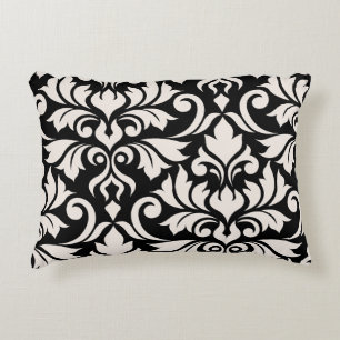 Flourish Damask Art I Cream op zwart Accent Kussen