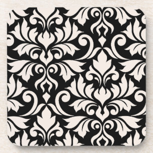 Flourish Damask Art I Cream op zwart Bier Onderzetter
