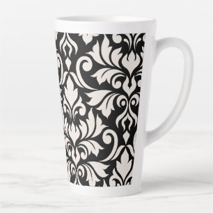 Flourish Damask Art I Cream op zwart Latte Mok
