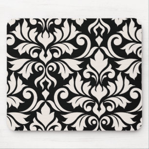 Flourish Damask Art I Cream op zwart Muismat