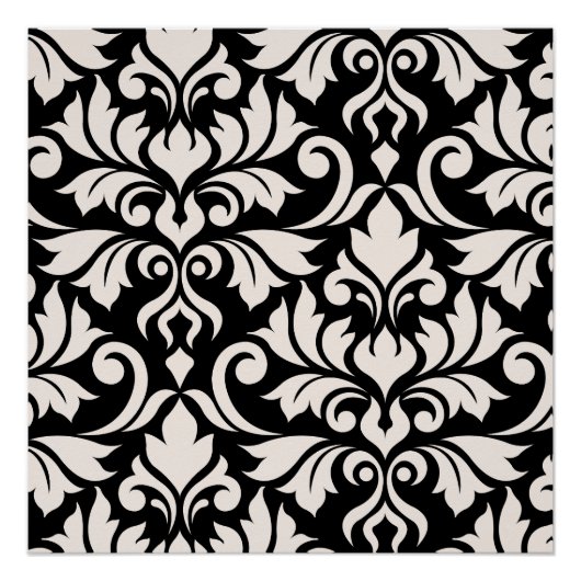 Flourish Damask Art I Cream op zwart Perfect Poster (Voorkant)