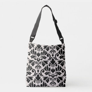 Flourish Damask Art I Zwart op Crème Crossbody Tas