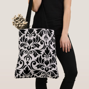 Flourish Damask Art I Zwart op Crème Draagtas