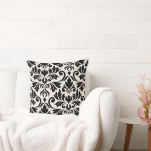 Flourish Damask Art I Zwart op Crème Kussen