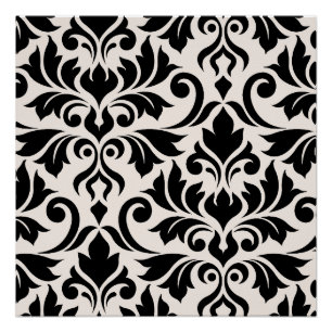 Flourish Damask Art I Zwart op Crème Perfect Poster