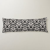 Flourish Damask Big Pattern Black on Cream Lichaamskussen (Achterkant)