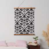 Flourish Damask Lg Pattern Black on Cream Hangend Wandkleed (Slaapkamer)