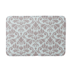 Flourish Damask LG Pattern Taupe op Duck Egg Blue Badmat