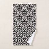 Flourish Damask Pattern Black on Cream (Serviette à main)
