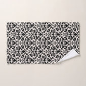 Flourish Damask Pattern Black on Cream Bad Handdoek (Handdoek)