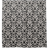 Flourish Damask Pattern Black on Cream Douchegordijn (Voorkant)