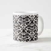 Flourish Damask Pattern Black on Cream Extra Grote Beker (Voorkant rechts)