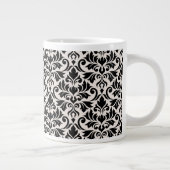 Flourish Damask Pattern Black on Cream Extra Grote Beker (Rechts)