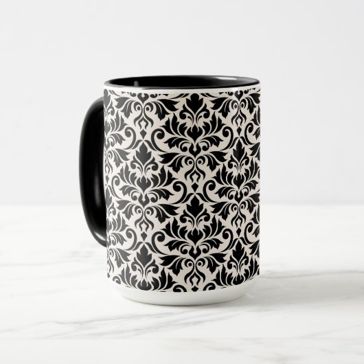 Flourish Damask Pattern Black on Cream Mok (Voorkant links)