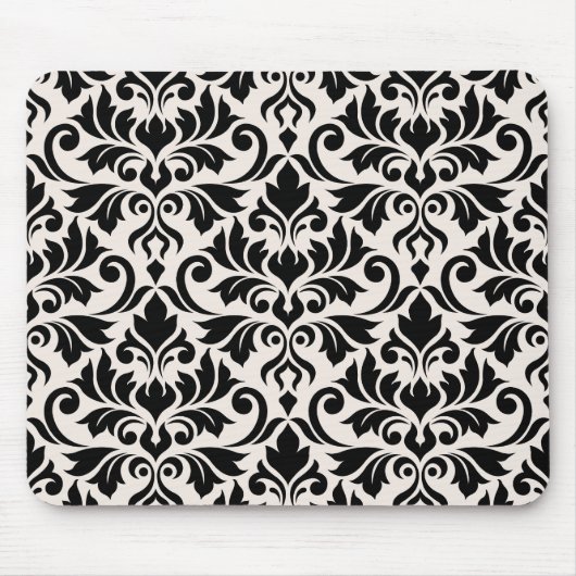 Flourish Damask Pattern Black on Cream Muismat (Voorkant)